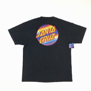 Santa Cruz Skateboards Multicolor Striped Black Tee T Shirt Large L B12